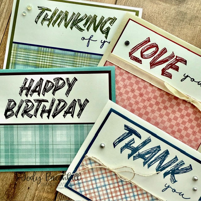 Free Online Cardmaking Class: Masculine Cards with Timeless Plaid Paper & Layered Thoughts