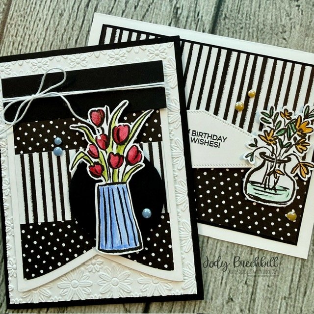 Black, White & a Pop of Color Cards with Artisan Sketched Garden Designer Series Paper